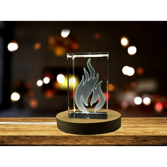 Fire Flame Art | 3d Engraved Crystal Keepsake | Gift/Decor| Collectible | Souvenir | 3d Crystal Photo Gift | 3d Photo Engraved Crystal | Home Decor