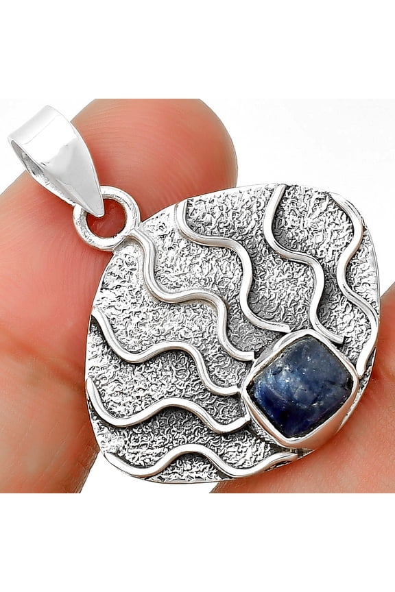 Fire Flame - Blue Sapphire Rough 925 Sterling Silver Pendant Jewelry P-1685 SDP132940