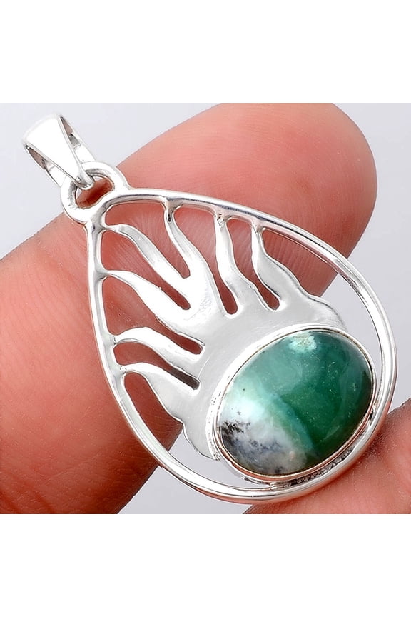 Fire Flame - Dendritic Chrysoprase - Africa 925 Silver Pendant Jewelry P-1209 SDP154480