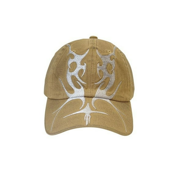 Fire Flame Embroidered Bill Structured Brushed Cotton Baseball Cap