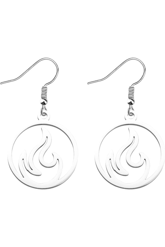 Fire Flame Jewelry Flame Gift Fire Flame Element Circle Pendant Necklace Hip Hop Necklace Gift For Women[i6999]