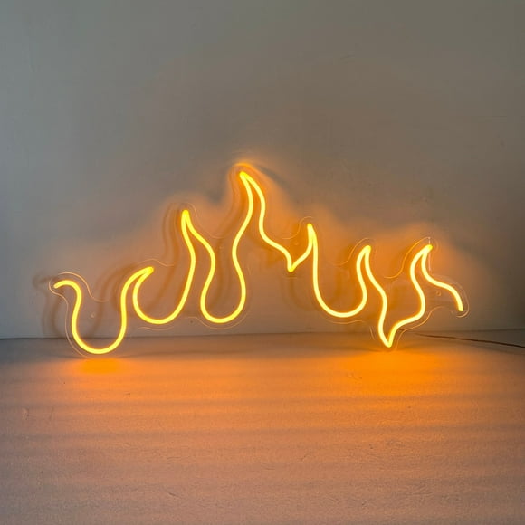 Fire Flame Neon Sign, Flame Neon Decor, Flame Wall Decor Art, Flame Decor(Dark Yellow)
