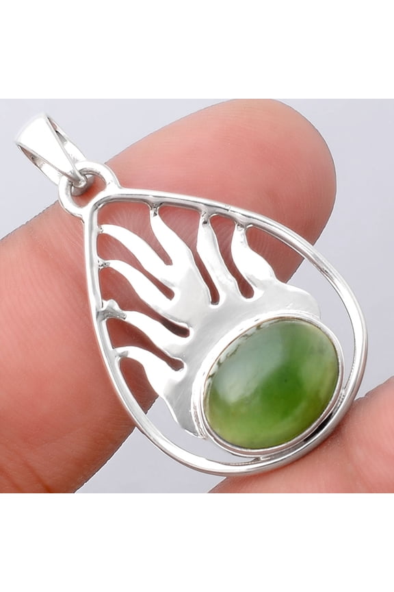 Fire Flame - Nephrite Jade - Canada 925 Sterling Silver Pendant Jewelry P-1209 SDP154479