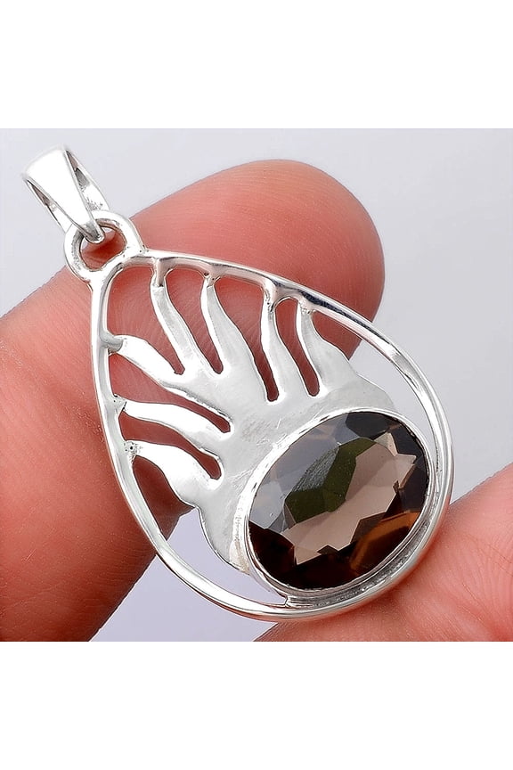 Fire Flame - Smoky Quartz - Brazil 925 Sterling Silver Pendant Jewelry P-1209 SDP154491