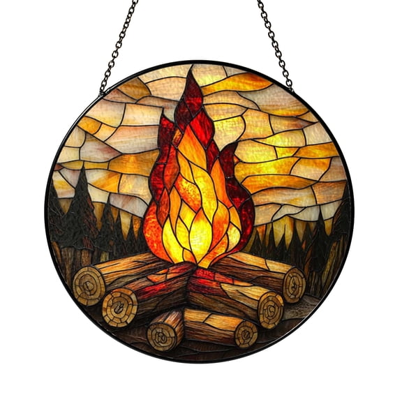 Fire Flame Stained Glass Style Window Suncatcher1901