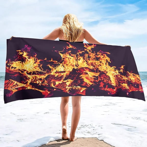 Fire Flames Super Soft Beach Quick-Drying Bath Towel Unisex Large Absorbent Towel Blanket for Outdoor Travel Camping Yoga (10)