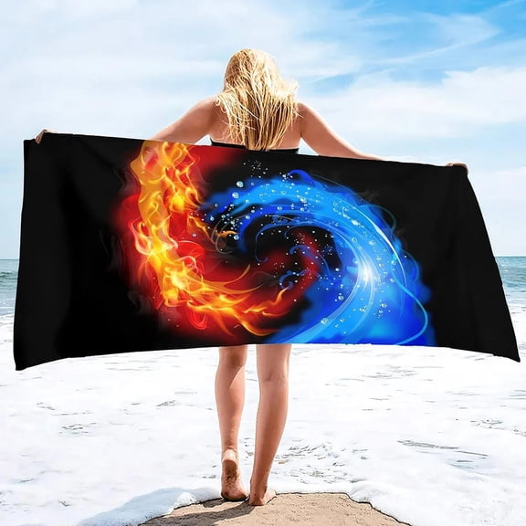 Fire Flames Super Soft Beach Quick-Drying Bath Towel Unisex Large Absorbent Towel Blanket for Outdoor Travel Camping Yoga (13)