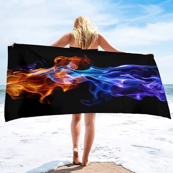 Fire Flames Super Soft Beach Quick-Drying Bath Towel Unisex Large Absorbent Towel Blanket for Outdoor Travel Camping Yoga
