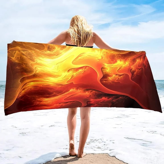 Fire Flames Super Soft Beach Quick-Drying Bath Towel Unisex Large Absorbent Towel Blanket for Outdoor Travel Camping Yoga (5)
