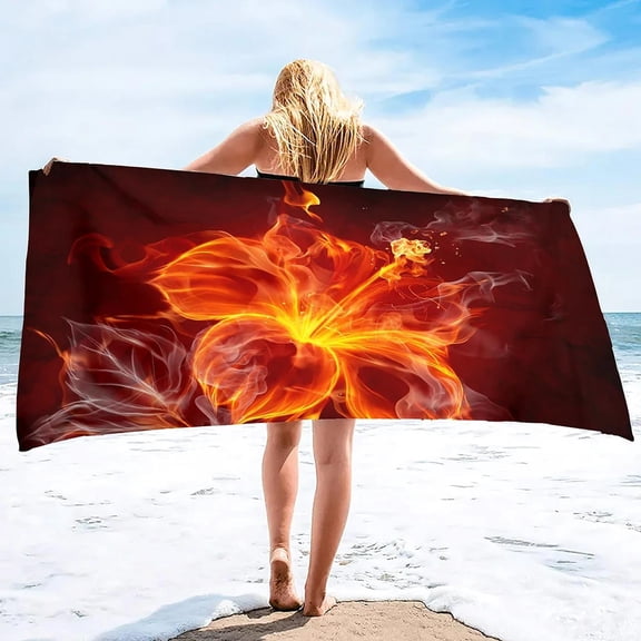 Fire Flames Super Soft Beach Quick-Drying Bath Towel Unisex Large Absorbent Towel Blanket for Outdoor Travel Camping Yoga (6)