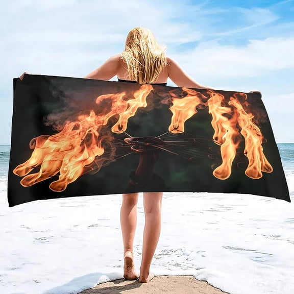Fire Flames Super Soft Beach Quick-Drying Bath Towel Unisex Large Absorbent Towel Blanket for Outdoor Travel Camping Yoga (7)