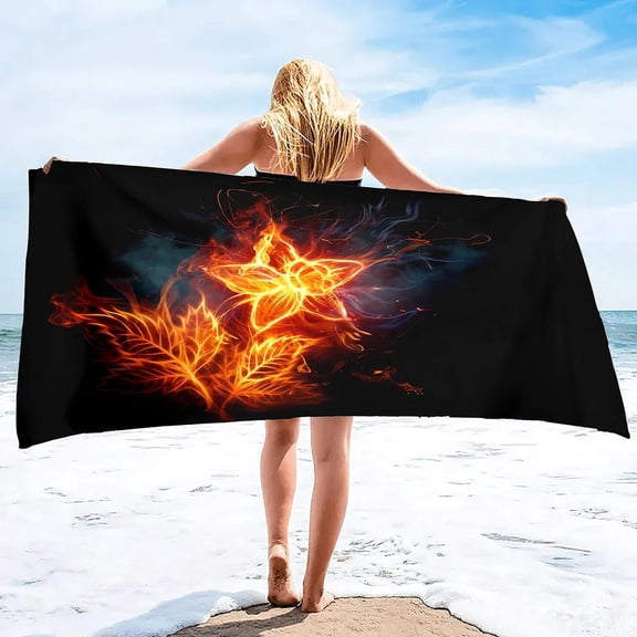 Fire Flames Super Soft Beach Quick-Drying Bath Towel Unisex Large Absorbent Towel Blanket for Outdoor Travel Camping Yoga (8)