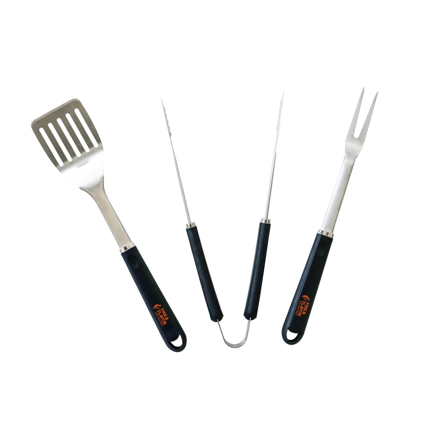Fire & Flavor Fire & Flavor Grill Tool Set, Spatula, Grill Tongs, Meat Fork, Stainless Steel, 3pc