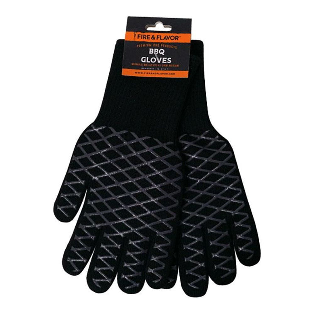 Black Heat-Resistant Silicone BBQ Grilling Gloves