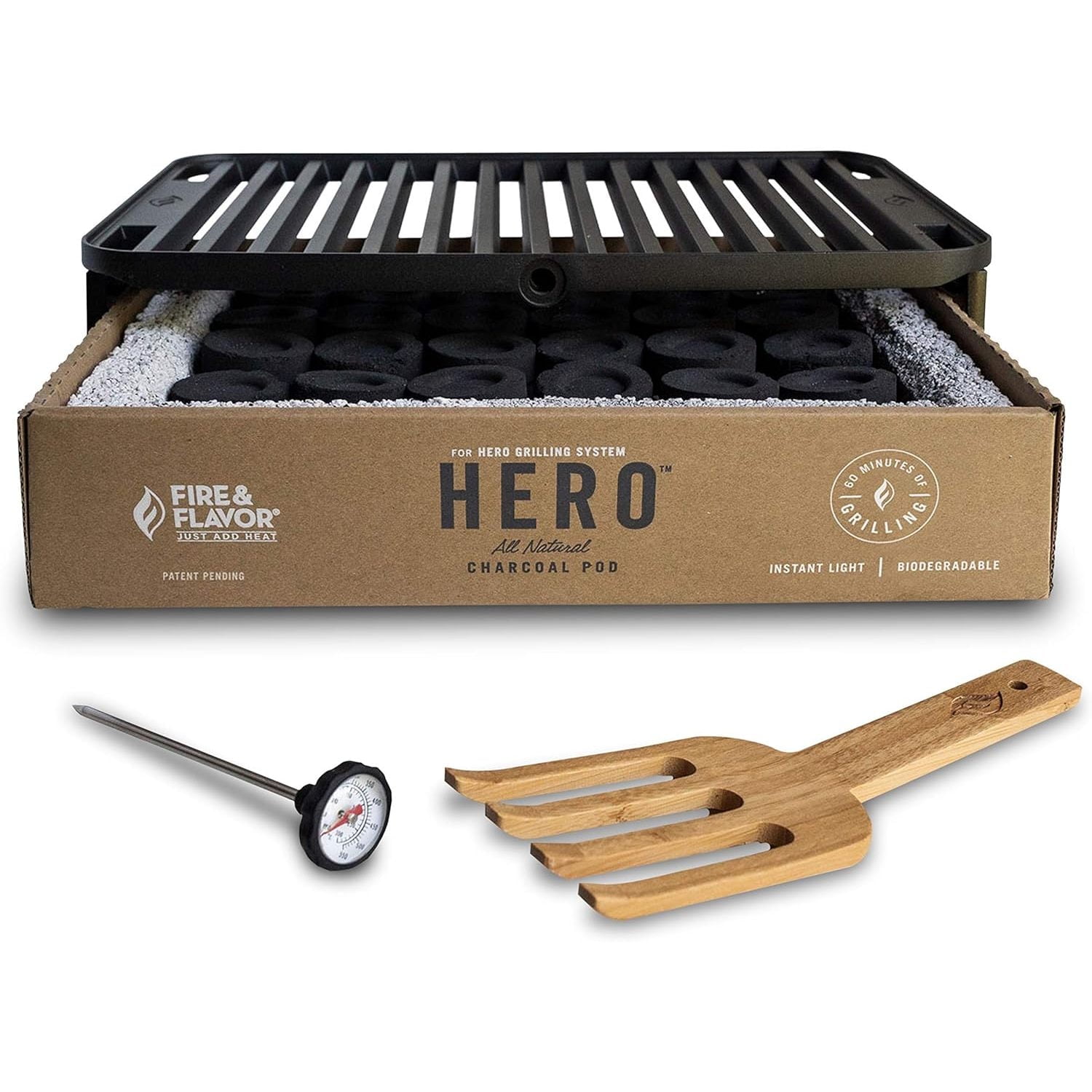 HERO Ultra-Portable Charcoal Grill Kit with Accessories