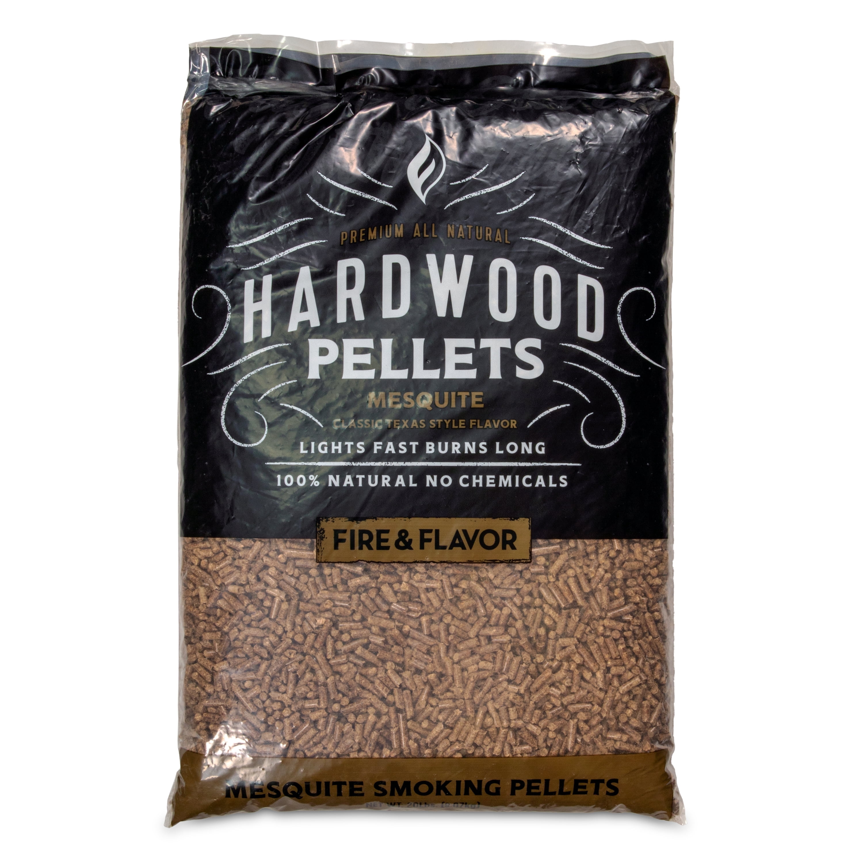 Fire & Flavor Mesquite 100% All-Natural Wood Pellets for Smokers and Pellet Grills, BBQ, Bake, Roast, and Grill, 20 lb. Bag