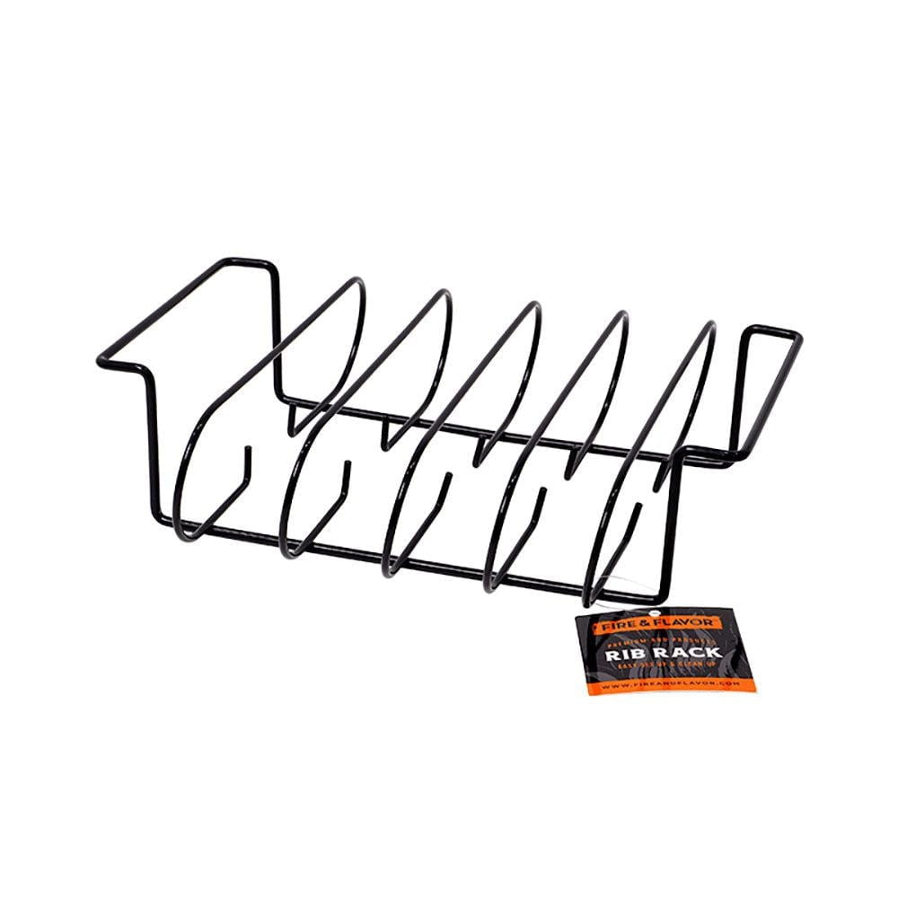 Heavy-Duty Black Steel Rib Rack for Grilling and Smoking