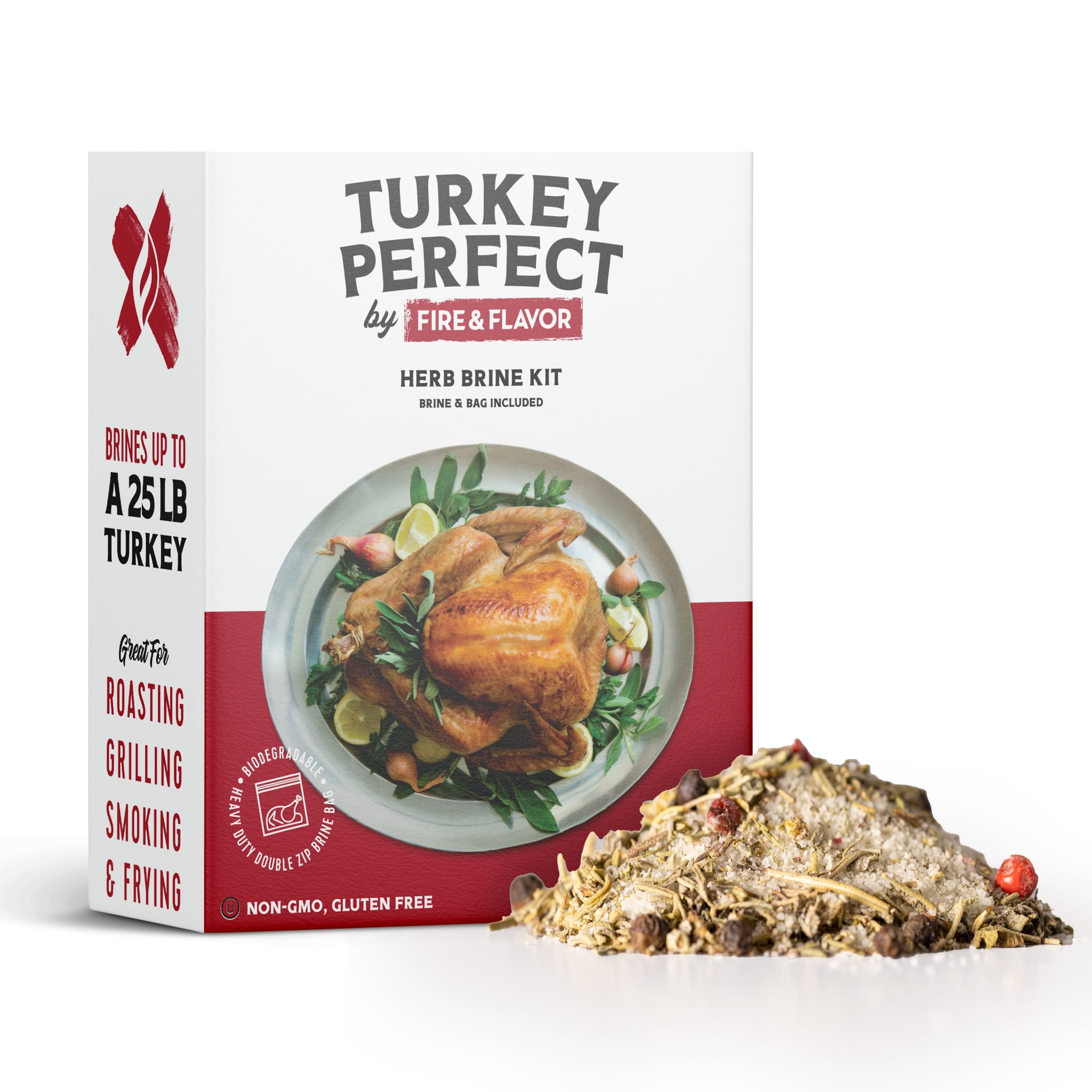 Fire & Flavor Turkey Perfect All-Natural Herb Brine Seasoning Kit, Gluten-Free, Non-GMO, Kosher