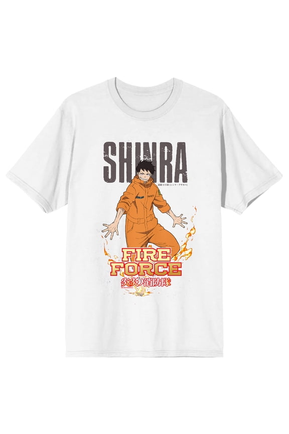 Fire Force Anime Shinra Character Men's Short Sleeve Crew Neck T-Shirt-6XL