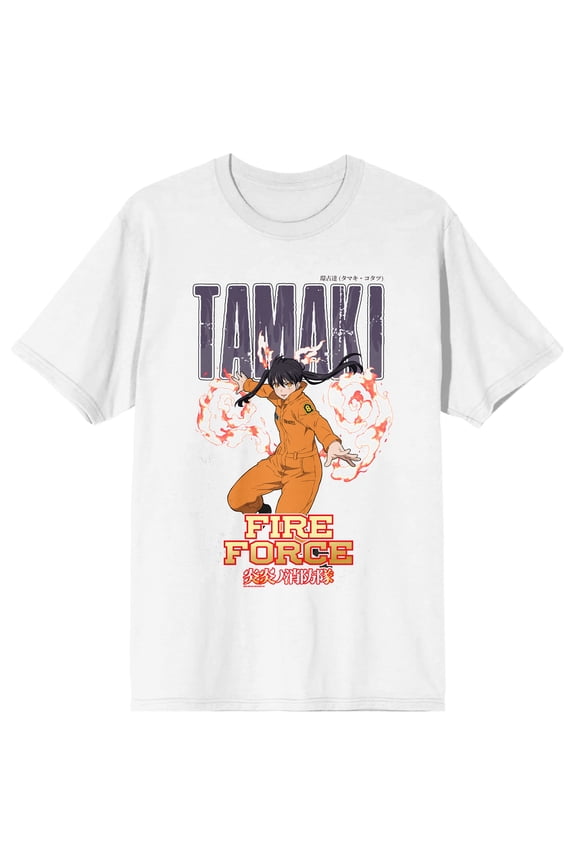 Fire Force Anime Tamaki Character Men’s White Short Sleeve Tee