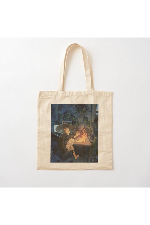 Fire Ghost Kitty Canvas Tote Bags, Reusable Shopping Bag