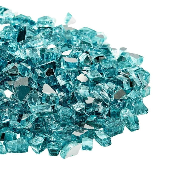 10 LBS Aqua Blue Fireplace Glass Rocks, 1/2-Inch Fire Glass for Fire Pit Table, Fire Pit Refill, Decorative Fire Media