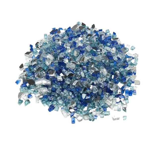 10 LBS Fire Glass for Fire Pit 1/2 Inch Reflective Tempered Fireplace Glass Rocks Decorative Stones Cobalt Blue Aqua Blue Clear for Gas Fire Pit Table Fireplace Garden Landscaping Decor
