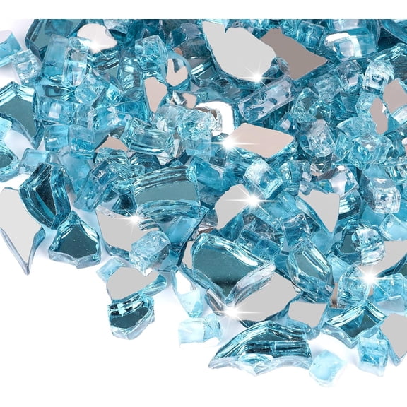 Fire Glass for Propane Fire Pit - 10 lb Reflective High Luster Glass Rocks, Caribbean Blue 1/4-Inch Fire Pit Glass for Indoor/Outdoor Fireplace & Fire Table, Tempered Decorative Firepit Rocks