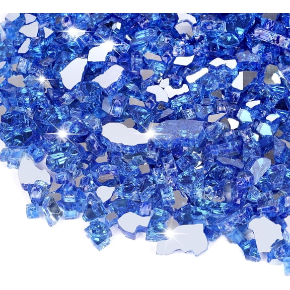 Fire Glass for Propane Fire Pit - 10 lb Reflective High Luster Glass Rocks, Cobalt Blue 1/4-Inch Fire Pit Glass for Indoor/Outdoor Fireplace & Fire Table, Tempered Decorative Firepit Rocks