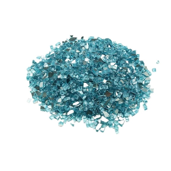 Fire Glass Rocks 10 LBS, 1/2 Inch Aqua Blue - High Temp Firepit Glass for Indoor/Outdoor Fireplace, Smokeless Reflective Fire Glass for Tabletop & Landscaping