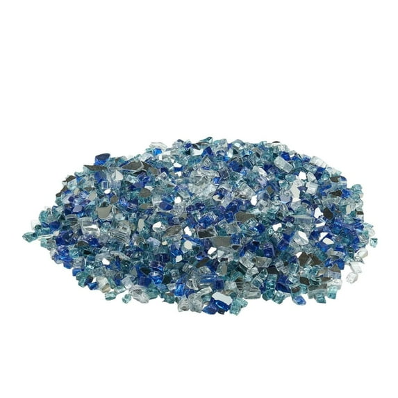 Fire Glass Rocks 10 LBS - 1/2 Inch Cobalt Blue, Aqua Blue, Clear - Fireplace, Fire Pit, Landscape Decor - Heat Resistant, Durable, Sparkling