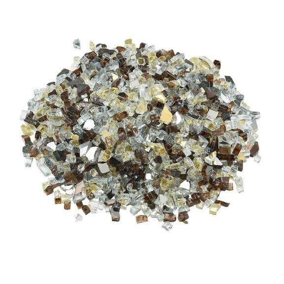 Fire Glass Rocks, 10 LBS Copper & Clear, 1/2 Inch Firepit Glass for Fireplace, Reflective Fire Glass Stones for Outdoor Pit, Landscape, Tabletop Decor