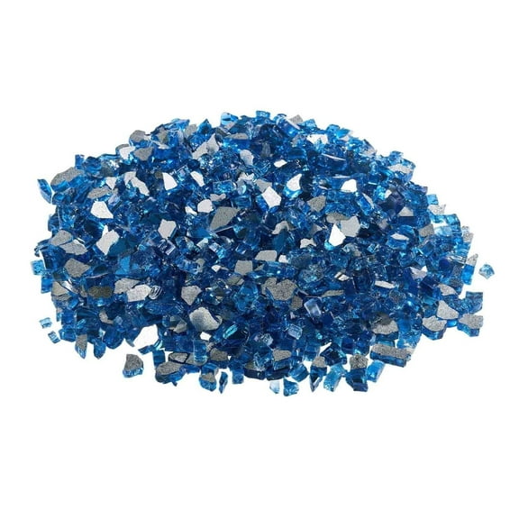 Fire Glass Rocks, 10 LBS Pacific Blue - 1/2 Inch Reflective Firepit Glass for Fireplace, Tabletop, Outdoor Decor - High Temperature Resistant Smokeless Stone