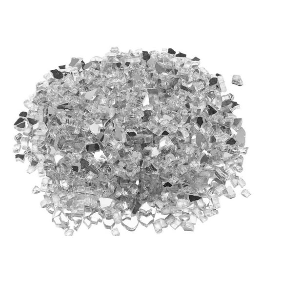 Fire Glass Rocks, 10 LBS Reflective Firepit Glass for Fireplace, 1/2 Inch Smokeless Fire Glass Rocks, Clear Fire Pit Glass for Outdoor & Indoor Use