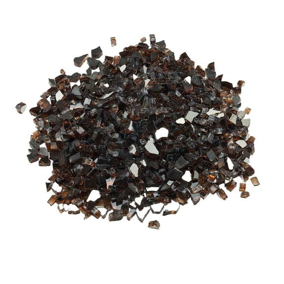 Fire Glass Rocks, 20 LBS Copper Firepit Glass for Fireplace, 1/2 Inch Reflective Smokeless Fire Glass, High Luster Stone for Outdoor Fire Pit Table