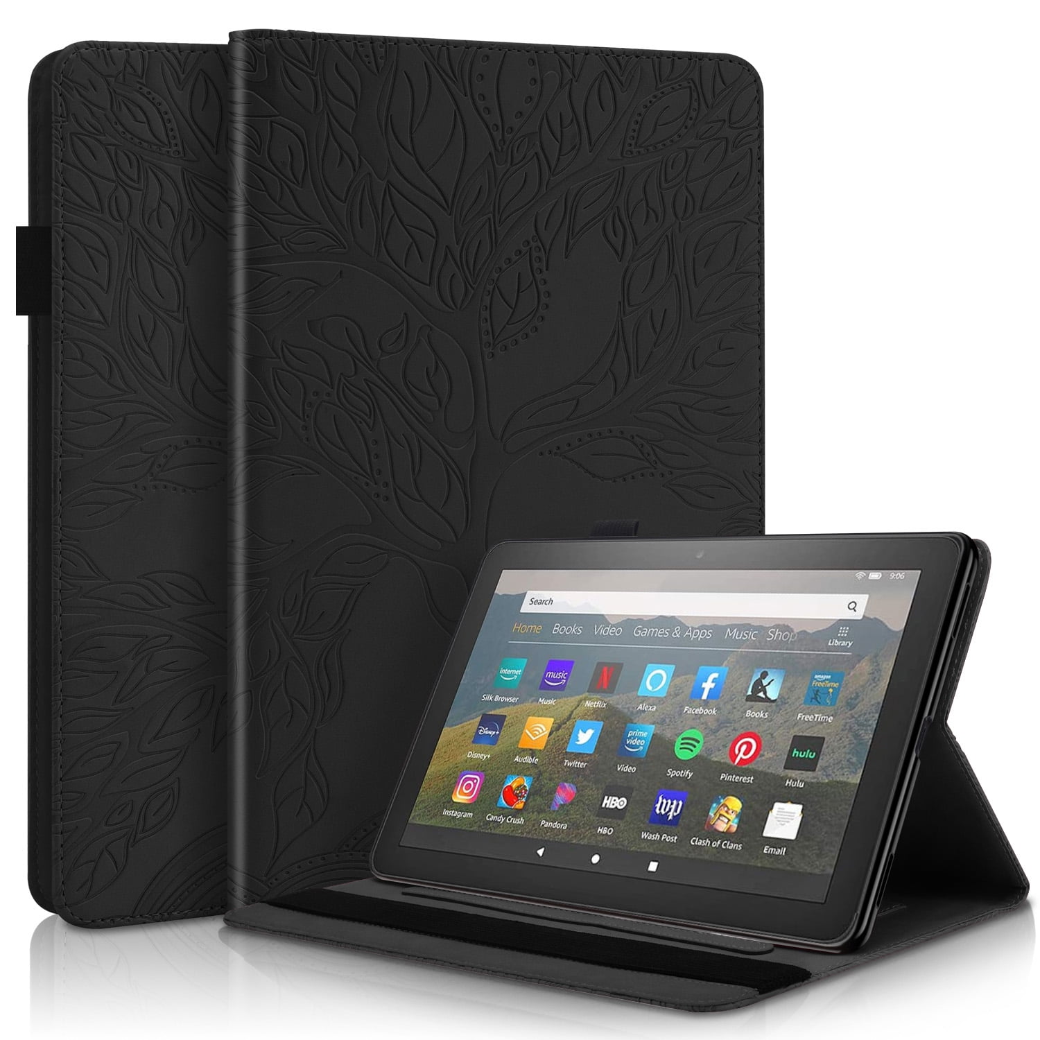  Accesorios para tablet  Kindle Fire HD 10 con diseño de  flores horizontales con ranuras para tarjetas y soporte : Electrónica