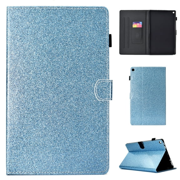 Fire HD 10 2017/2015 7th/5th Generation Case, Allytech PU Leather Glitter Bling Full Protective Auto Sleep Wake Protective Folio Stand Shockproof Wallet Cover for Amazon Kindle Fire HD 10, Blue