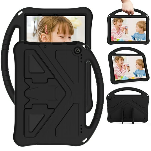 Fire HD 10 2021 Case for Kids, Allytech Shockproof Case for Amazon All-New Kindle Fire HD 10 2021 & Fire HD 10 Plus 11th Gen, Heavy Duty Protection EVA Convert Handle Kickstand Case Cover, Black