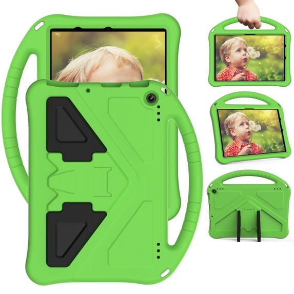 Fire HD 10 2021 Case for Kids, Allytech Shockproof Case for Amazon All-New Kindle Fire HD 10 2021 & Fire HD 10 Plus 11th Gen, Heavy Duty Protection EVA Convert Handle Kickstand Case Cover, Green
