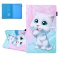 thumbnail image 1 of Fire HD 10 Case 9th Generation 2019, Fire HD 10 Case 7th/5th Gen, 2017/2015, Allytech PU Leather Slim Shockproof Protection Folio Kickstand Auto Sleep Wake TPU Back Cover for Fire HD 10,White Cat, 1 of 6