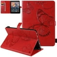 thumbnail image 1 of Fire HD 10/HD 10 Plus Tablet Case (11th Generation, 2021 Release) - Slim Embossed Butterfly Premium Leather Folio Stand Wallet Cover, Red, 1 of 5