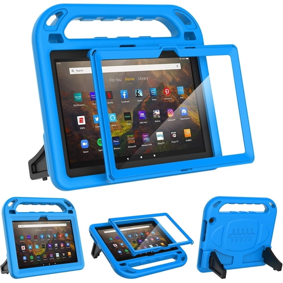 Fire HD 10 Tablet Case for Kids (13th/11th Generation, 2023/2021 Release), Lightweight Handheld Shockproof Case Built-in Screen Protector with Handle Stand, Blue