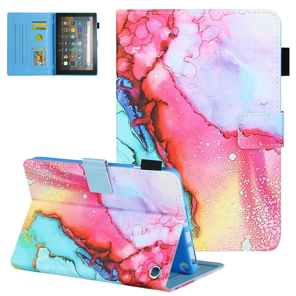 Fire HD 8 Case 10th Generation, Fire HD 8 Plus Case 2020, Allytech Slim Shell PU Leather Folio Flip Magnetic Auto Sleep Wake Shockproof Kickstand Case for Amazon Fire HD 8 2020, Colorful Painting