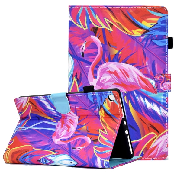 Fire HD 8 Case(8th/7th/6th Gen, 2018/2017/2016 Model), Allytech Premium PU Leather Drop Proof Magnetic Snap Auto Wake Sleep Stand Case Card Wallet Case for Kindle Fire HD 8.0" Old Model, Pink Flamingo