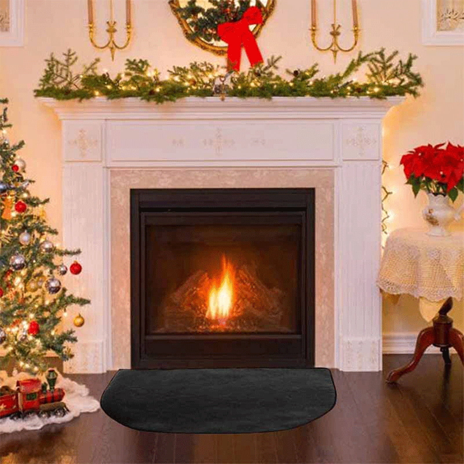 Fire Half Round Fireplace Mat, Durable Fiberglass Fireproof Pad Floors