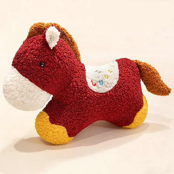 Fire Horse Red Decorative Pillow Cushion -- Lunar Year Inspired Shape Sofa, Living Room, Car Decor -- Soft Durable Fabric, Dense Filling -- 60x42cm, Gift Idea