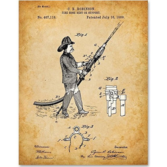 Fire Hose Art Print - 11x14 Unframed Patent Print - Great Gift for Firefighters