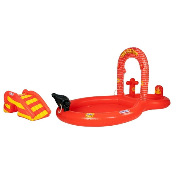 Fire House Adventure Inflatable Play Center Pool and Sprinkler.