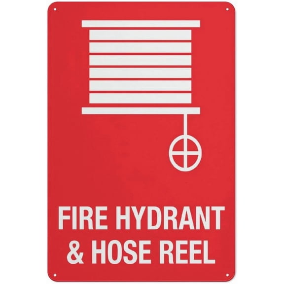 Fire Hydrant And Hose Reel Outdoor Safe Sign - 8"x12", UV Protected, Weatherproof - Office, School, Hospital, Factory Alert