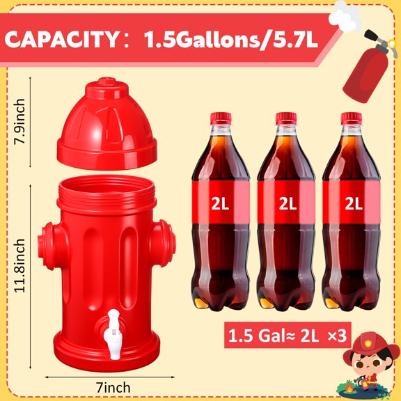 Fire Hydrant Drink Dispenser 1.5 Gallon Plastic Party Dispenser